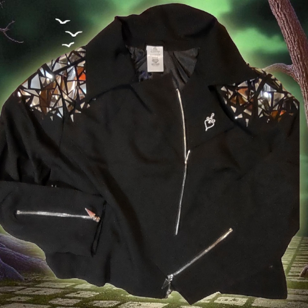Disney Cropped Black Jacket with Snow White Evil Queen Design Women's XXL